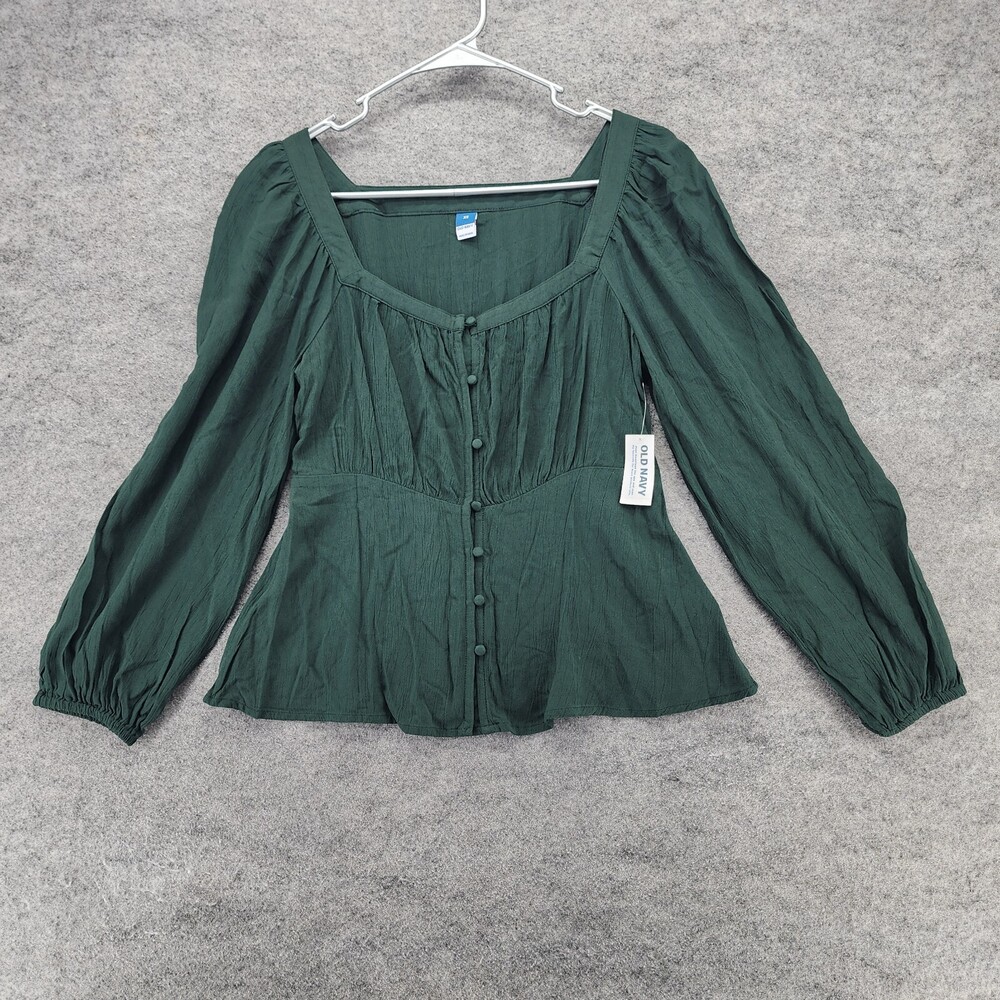 Old Navy Shirt Womens XS Long Sleeve Square Neck Green